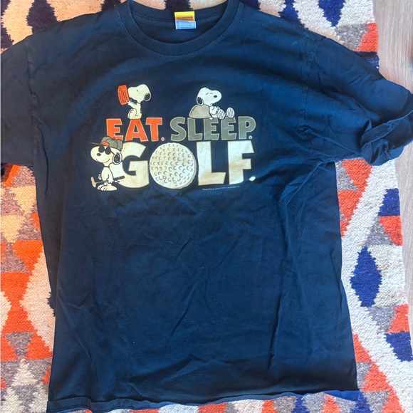 Peanuts Black Snoopy Golf Short Sleeve Tee - Picture 1 of 4